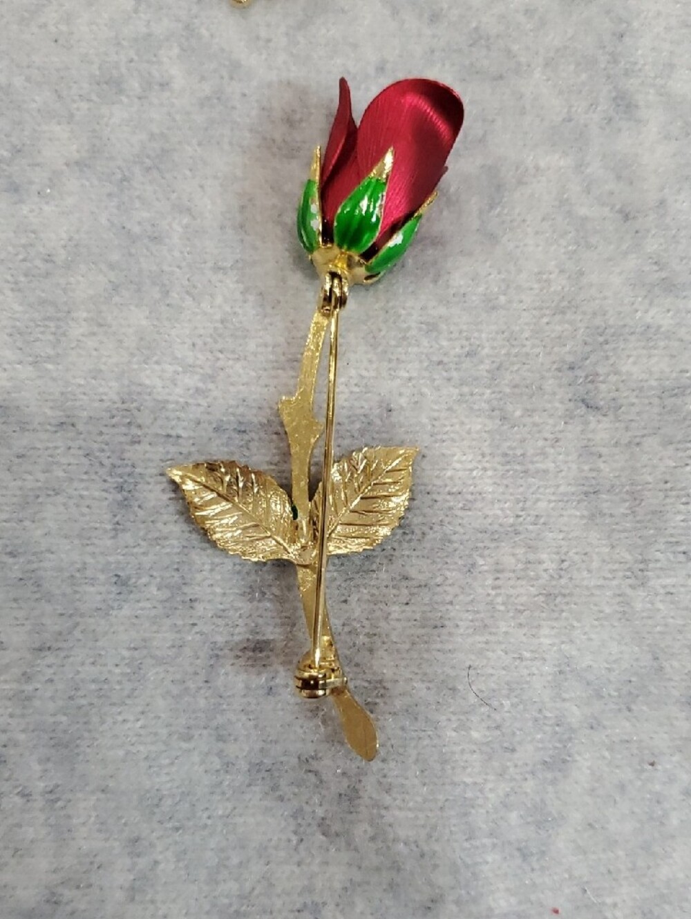 Vintage Bundle Enamel Cloisonne Butterfly Brooch, Scarf Clip, Rose Pin - Picture 8 of 9
